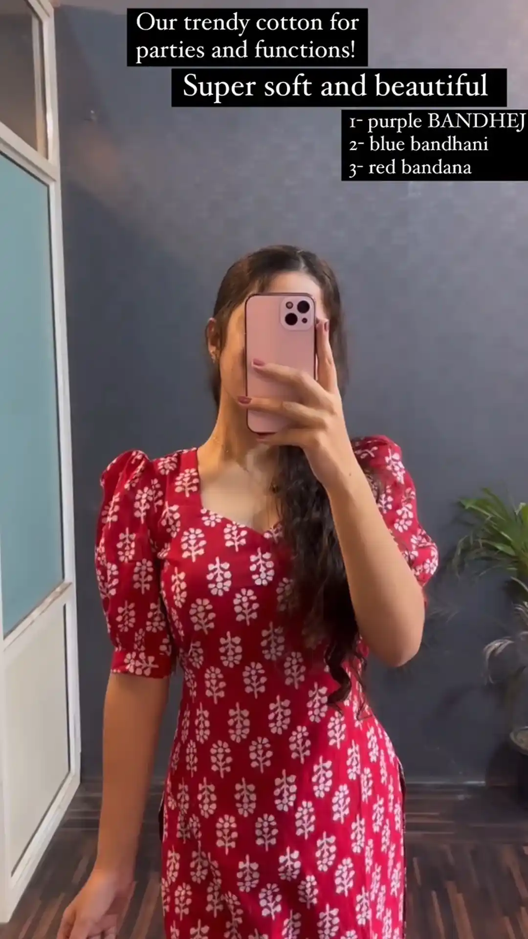 Red Cotton Bandhani Printed Kurti.png